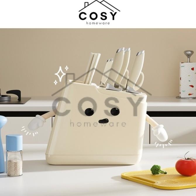 COSY TEMPAT PENYIMPANAN PISAU DAPUR KARAKTER LUCU / TEMPAT PERALATAN MAKAN PISAU ADA TIRISAN AIR EST