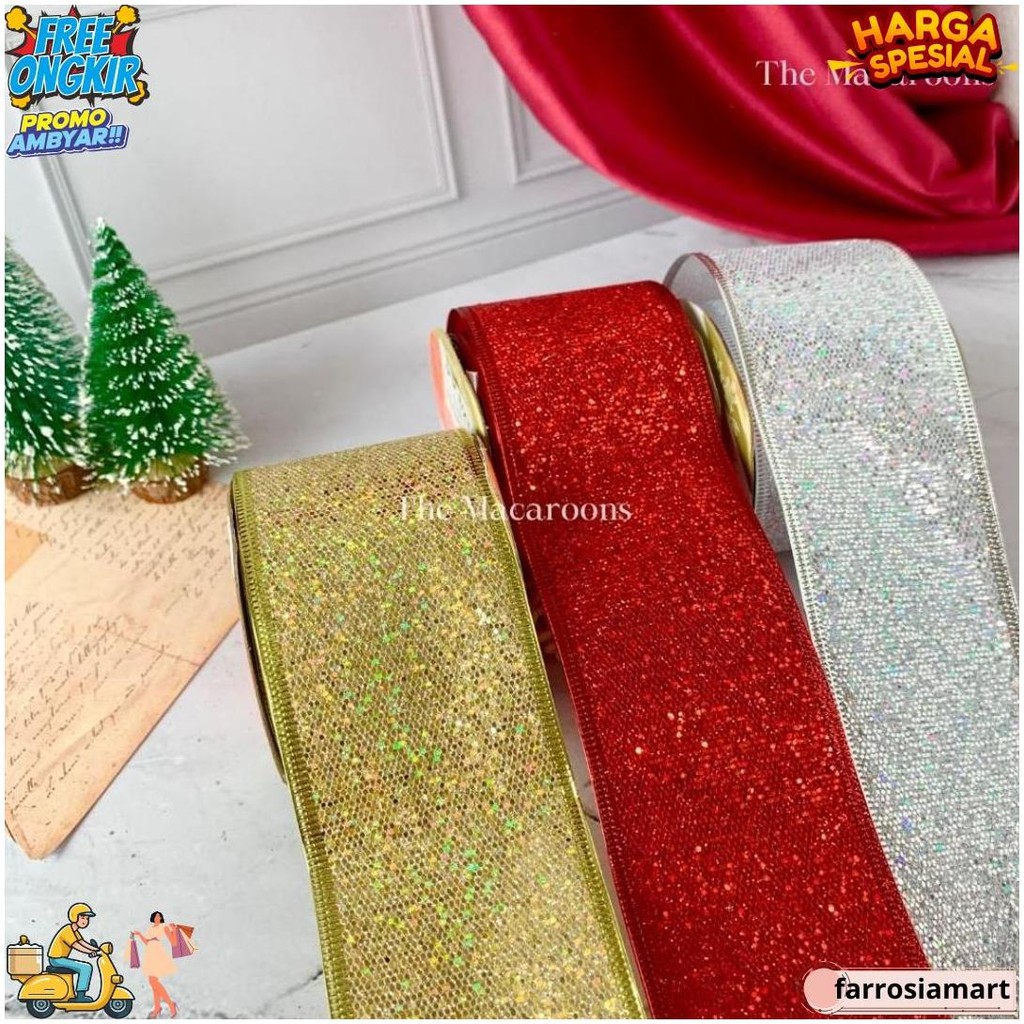 

Pita Glitter Natal / Pita Roll Kawat Aksesoris Hampers Dekorasi Pohon / Hiasan Kado Natal Parcel D Gratis Ongkir
