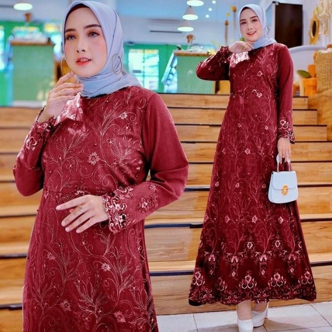 BAJU GAMIS UKURAN L XL XXL MAXI DRESS BROKAT // GAMIS KONDANGAN MODERN