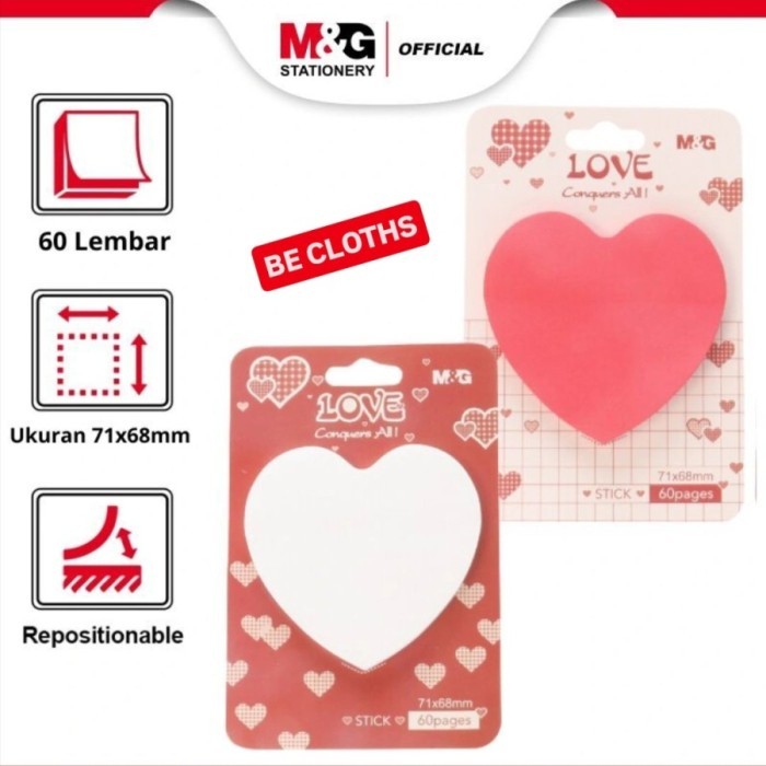 

NX988 M&G Heart Shape Sticky Notes 60 sheets 71 x 68mm, Red & White (AS33V174) PROMO