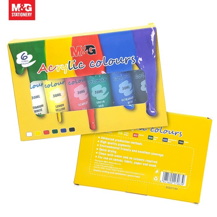 

ED636 Acrylic 30ML Paint Set of 6 colors / M&G Cat Akrilik set APLN6597 TERBARU