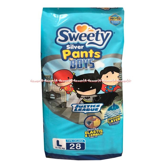 

Sweety Silver Pants Boys Justice League Ukuran L Isi 28 Popok Celana