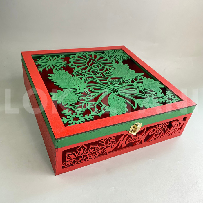 

Gift Box Natal/ Christmas Hampers Hardbox/ Box MDF Laser Cutting/ Hardbox Natal 4 Toples 500Gr
