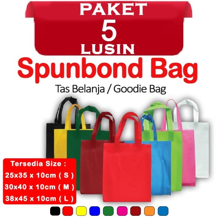 

Spunbond BAG Goodie Bag Tas Belanja Model Tali Handle PAKET 5 LUSIN