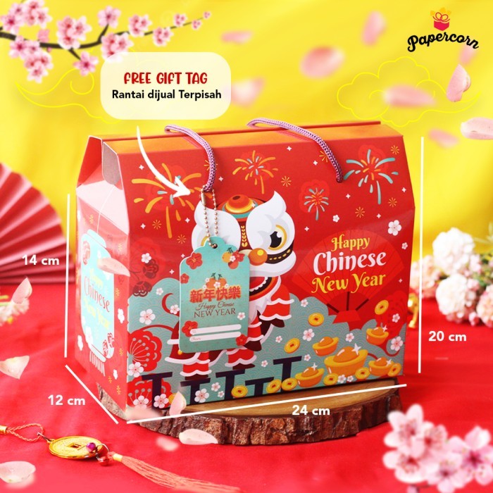 

10 Pcs Gable Box Imlek - Barongsai / Box Hampers Imlek Uk 24*12*20 cm