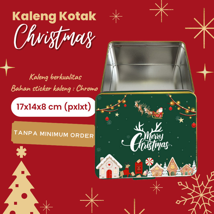 

Kaleng Natal Box Kotak Hampers 17x14x8 cm Toples Christmas Green