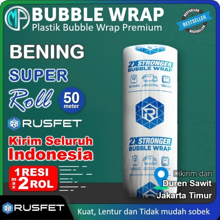 

Plastik Bubble Wrap Roll Bening 125cm x 50m Super Tebal Rusfet DKM+