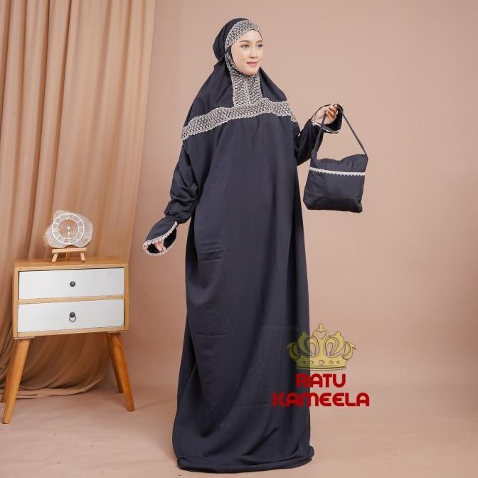 MUKENA LAJURAN ZALINA TERUSAN 2 IN 1 KATUN PREMIUM RENDA TILE BORDIR