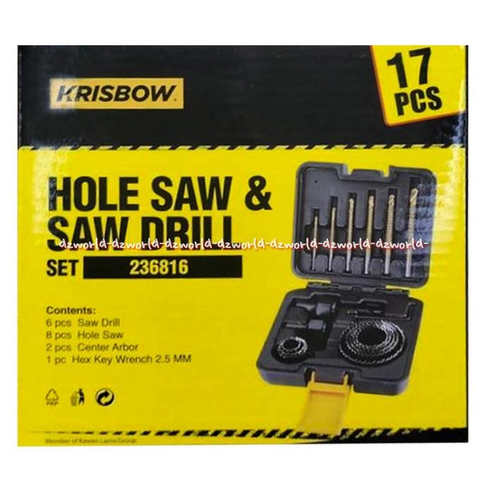 

Krisbow Hole Saw Saw & Drill 17Pcs Isi Peralatan Gergaji