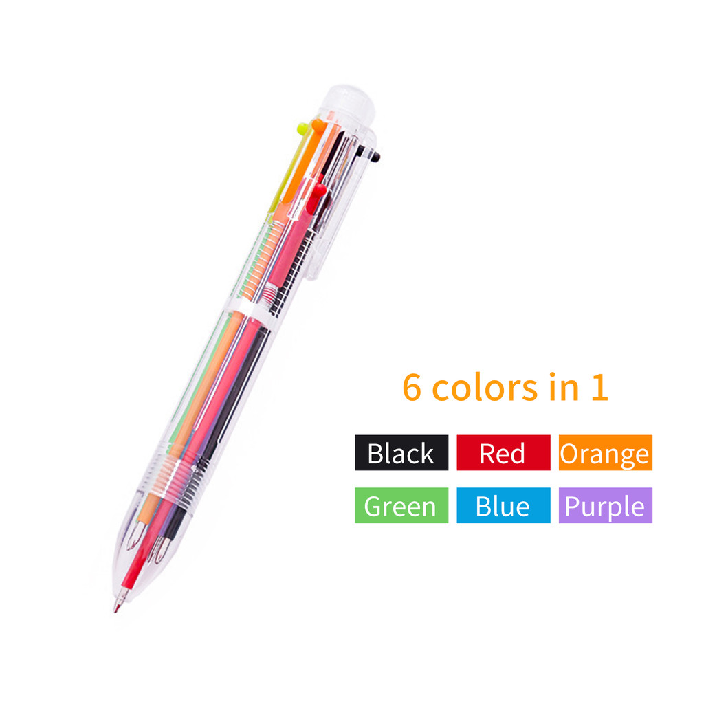 

Ballpoint Pen Ballpoint Pen Multicolor 6 In 1 Colorful Spring Retractable Design 0.5mm Ballpoint Pen Gift Scrapbooks Tool Birthday Card for Friends Students Stationery Office Workers Home School Supplies
