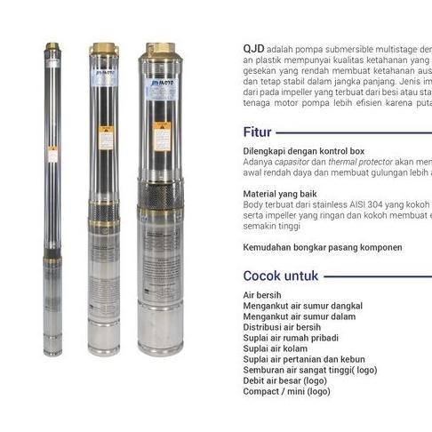 INOTO 3IN 217 0,75hp kabel pendek pompa air submersible | 75QJD 217