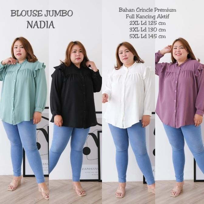 Baru Blouse Jumbo Kode Bluskan 5Xl Baju Atasan Blouse Kemeja Super Jumbo