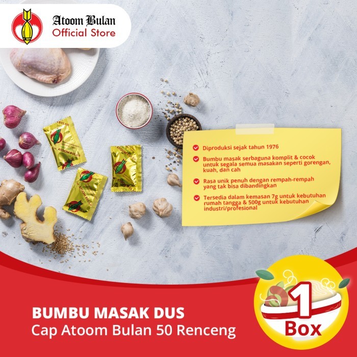 

Bumbu Masak Cap Atoom Bulan 7Gr Renceng - (1 Dus - 50 Renceng)