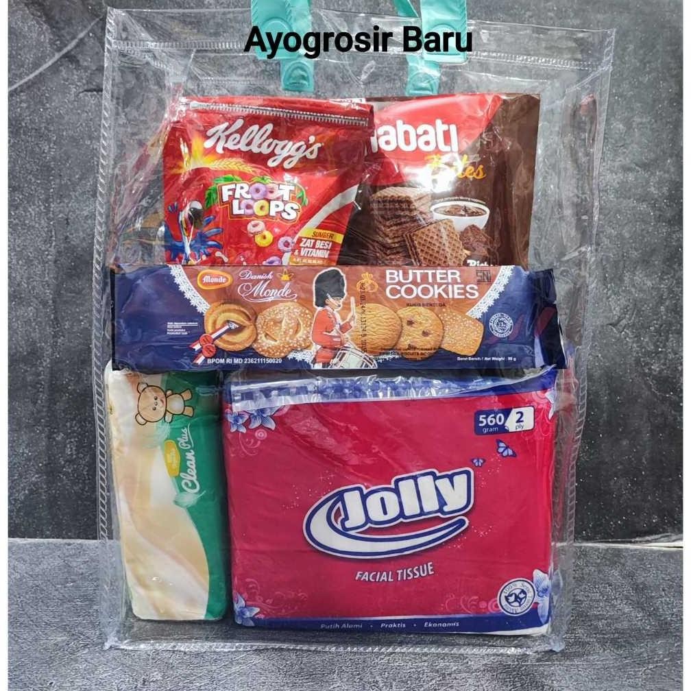 

Tas Mika Transparan Large 30x40 per 10 pcs Goodie Bag Hampers Ulang Tahun Souvenir