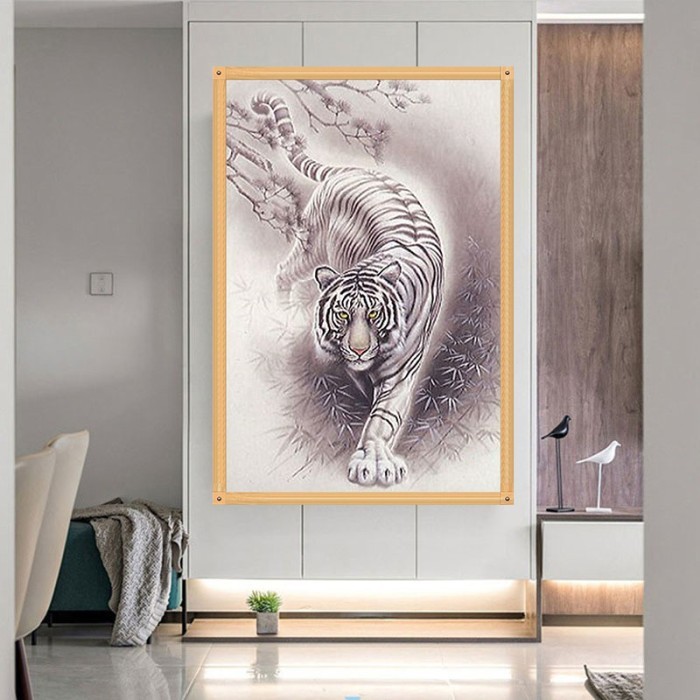 TERBARU DIY Diamond Painting Full harimau putih keluar hutan 40x60 cm D966 BISA GRAB