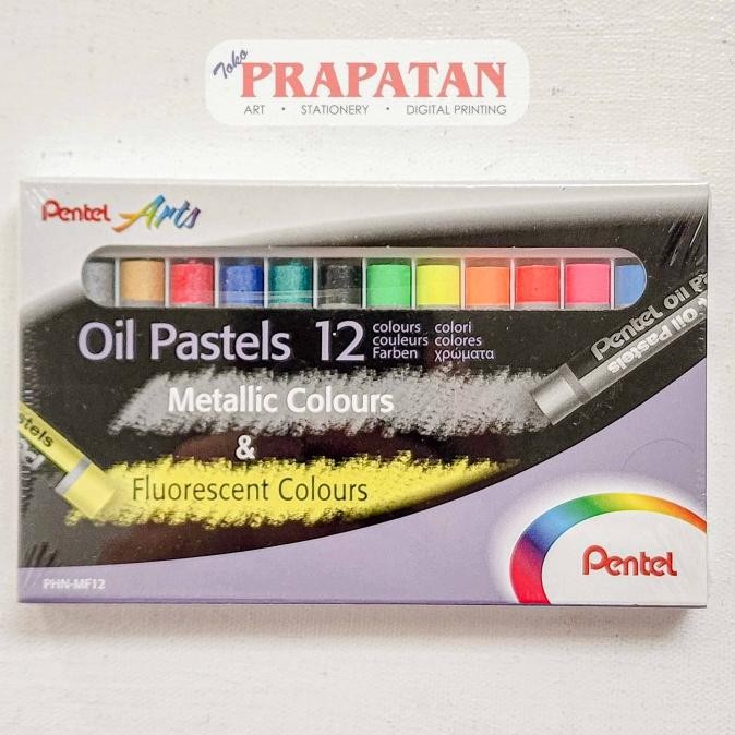 

New Arrival Pentel MF-12 Oil Pastel Metallic Fluo Set 12c | Krayon Minyak