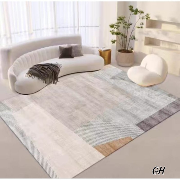 Karpet lantai alas meja tamu minimalis, karpet sisi sofa bed side