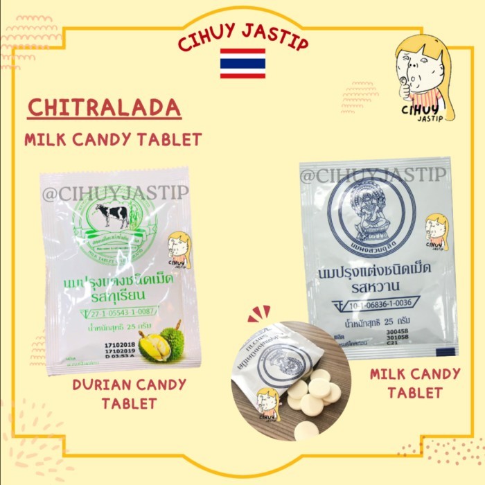 BERGARANSI CHITRALADA MILK CANDY TABLET Snack Bangkok Thailand