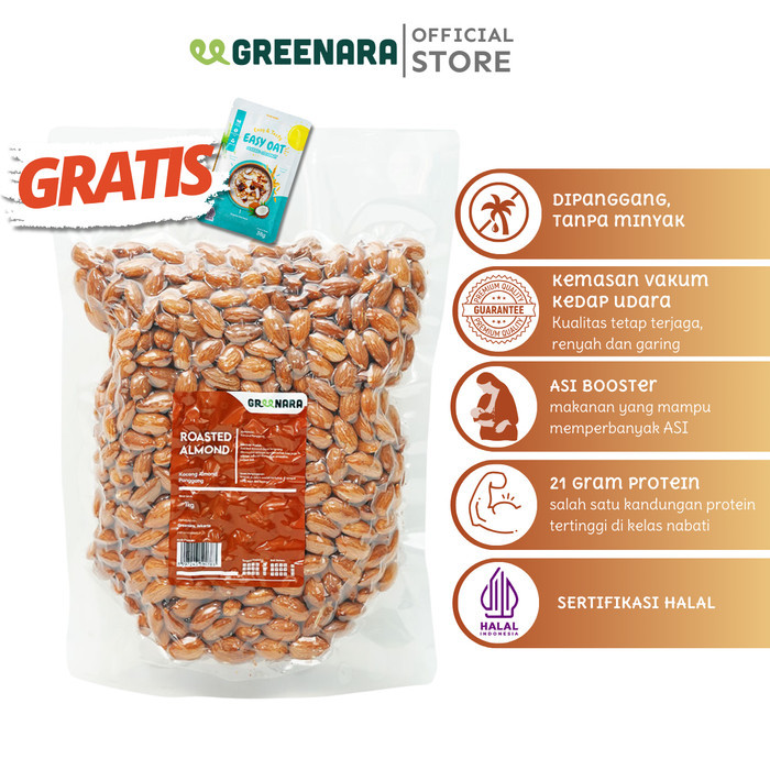 

DISKON kacang Almond Panggang 1kg / Roasted Almond