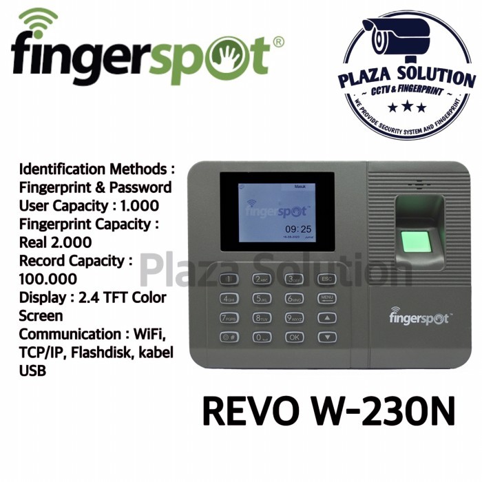 Mesin Absensi Wifi / Fingerprint Fingerspot Revo W-230N