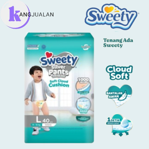 Ready Gas Sweety Silver Pants Cloud Soft Popok Popok Celana - Popok Bayi Sekali Pakai M 46 / L 40