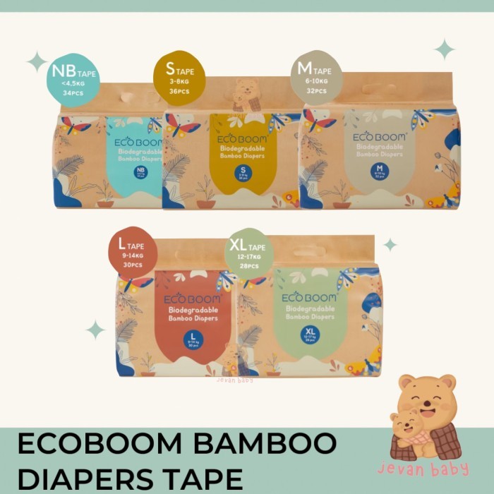 Ready Gas Ecoboom Bamboo Diapers Tape Nb32 S36 M32 L30 / Eco Boom
