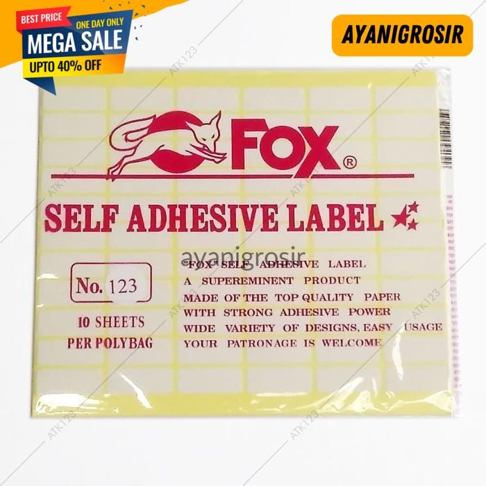 

EKSKLUSIF KERTAS / LABEL STIKER FOX NO. 123 UK. 12 X 30 MM (PERSEGI PANJANG) BY AYANI GROSIR !!