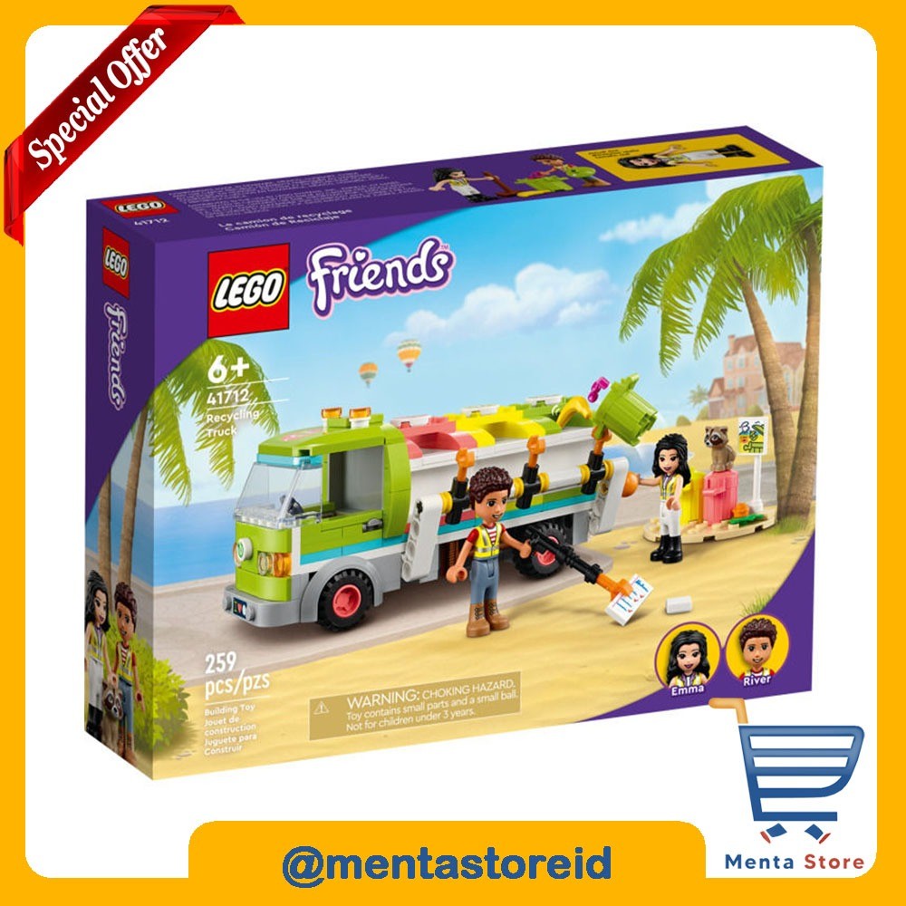 LEGO Friends 41712 Recycling Truck Toy with Garbage Sorting Bins