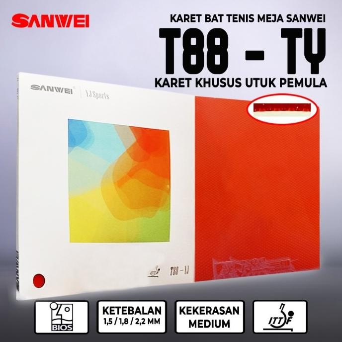 Karet Bat Tenis Meja Pingpong Sanwei T88 Yj Karet Semi Lengket Tacky