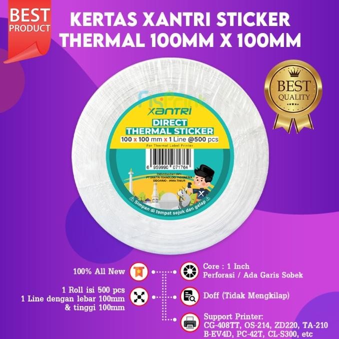

Sale Kertas Sticker Thermal 100Mm X 100Mm Label Barcode 1 Roll Isi 500Pcs