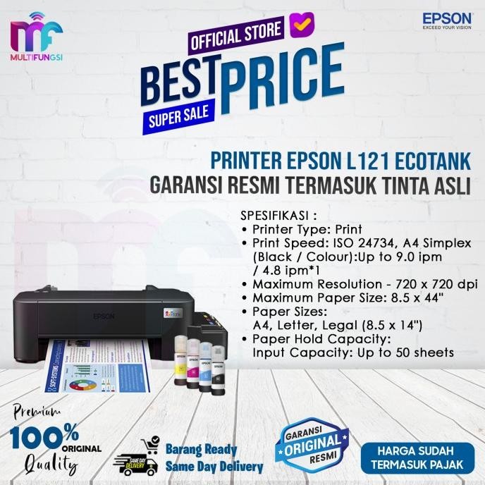 

Printer Epson L121 EcoTank InkTank Print Only Garansi Resmi