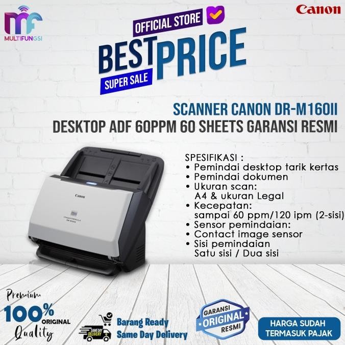 

Scanner Canon DR-M160II / DRM160II Desktop ADF 60ppm 60 Sheets Garansi Resmi