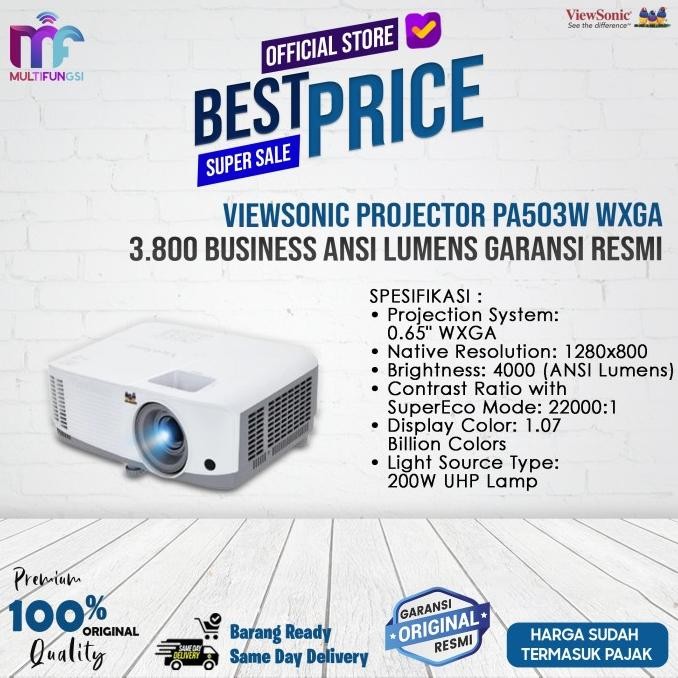 

Viewsonic Projector PA503W WXGA 3.800 Business Ansi Lumens Garansi Resmi