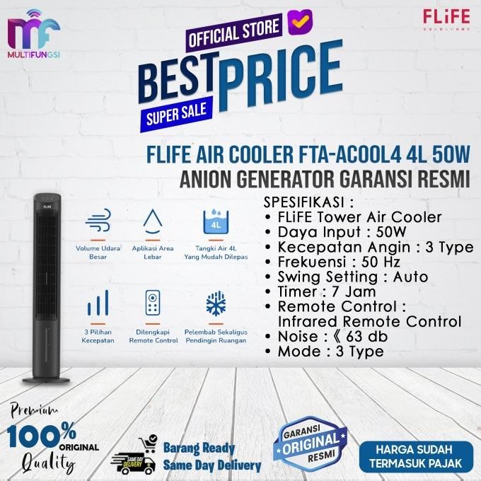 

FLiFE Air Cooler FTA-ACOOL4 4L 50w Anion Generator Garansi Resmi