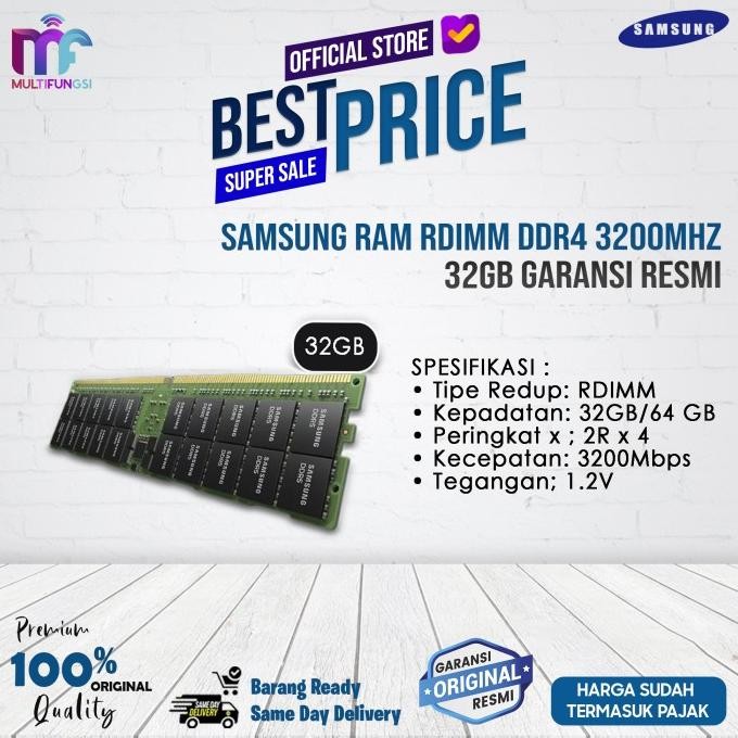 

Samsung RAM Rdimm DDR4 3200MHz 32GB/64GB Garansi Resmi