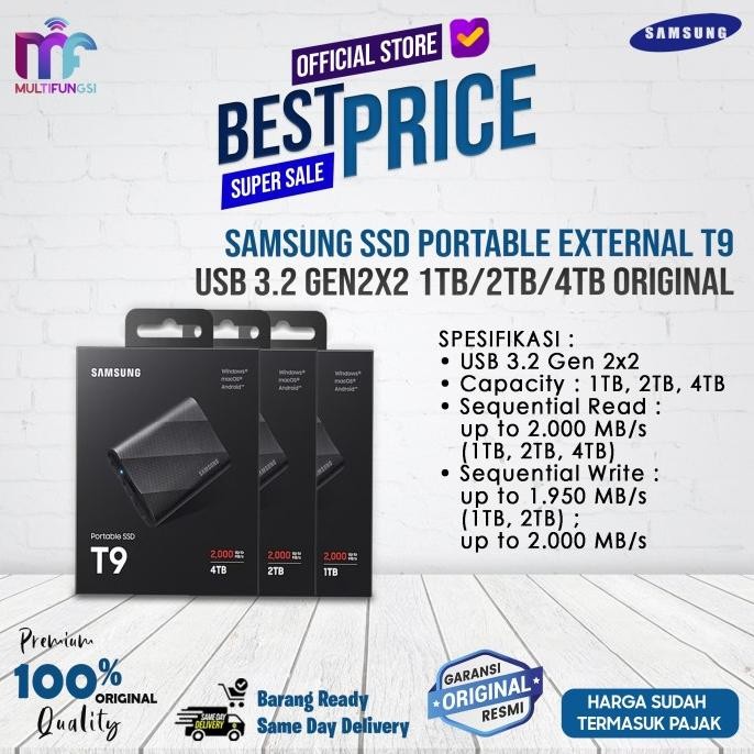 

Samsung SSD Portable External T9 USB 3.2 Gen2x2 1TB/2TB/4TB Original