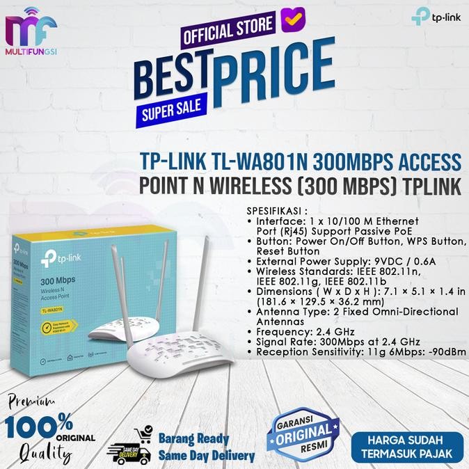 

TP-LINK TL-WA801N 300Mbps Access Point N Wireless (300 Mbps) TPLINK