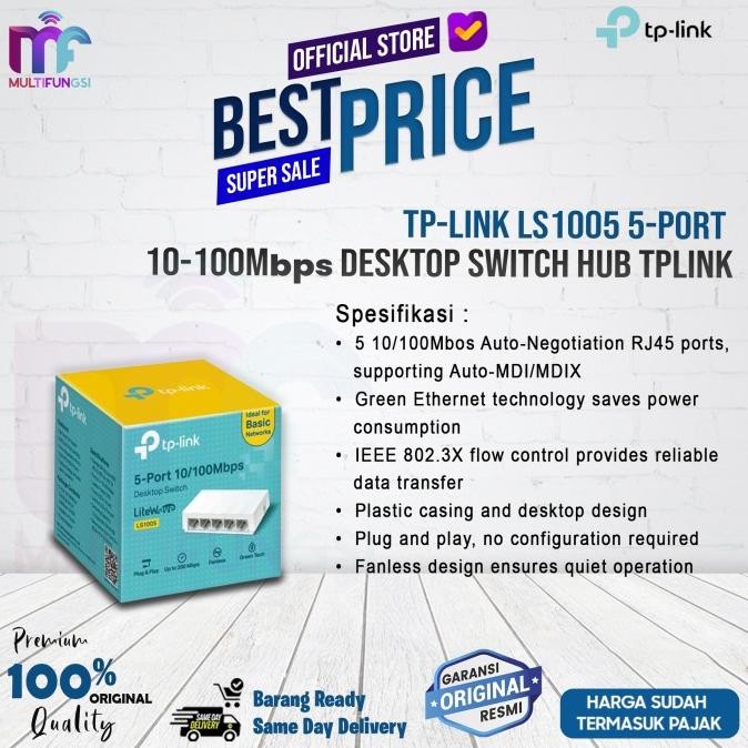 

TP-LINK LS1005 5-Port 10-100Mbps Desktop Switch Hub TPLINK