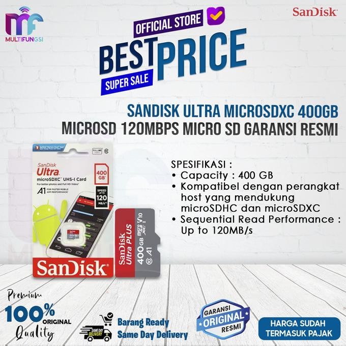 

SanDisk Ultra MicroSDXC 400GB MicroSD 120MBps Micro SD Garansi Resmi