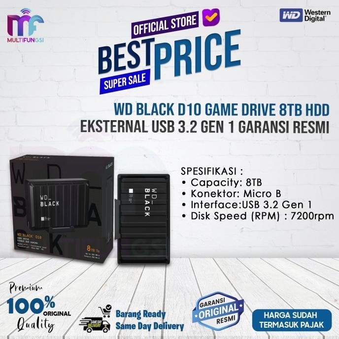 

WD Black D10 Game Drive HDD Eksternal 8TB USB 3.2 Gen 1 Garansi Resmi