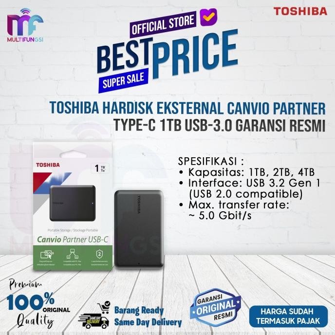 

Toshiba Hardisk Eksternal Canvio Partner Type-C 1TB/2TB/4TB USB-3.0