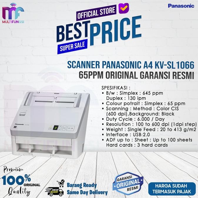 

Scanner Panasonic A4 KV-SL1066 65ppm Original Garansi Resmi