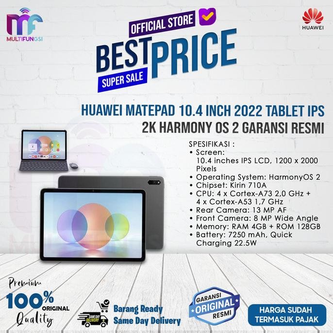 

Huawei MatePad 10.4 Inch 2022 Tablet IPS 2K Harmony OS 2 Garansi Resmi