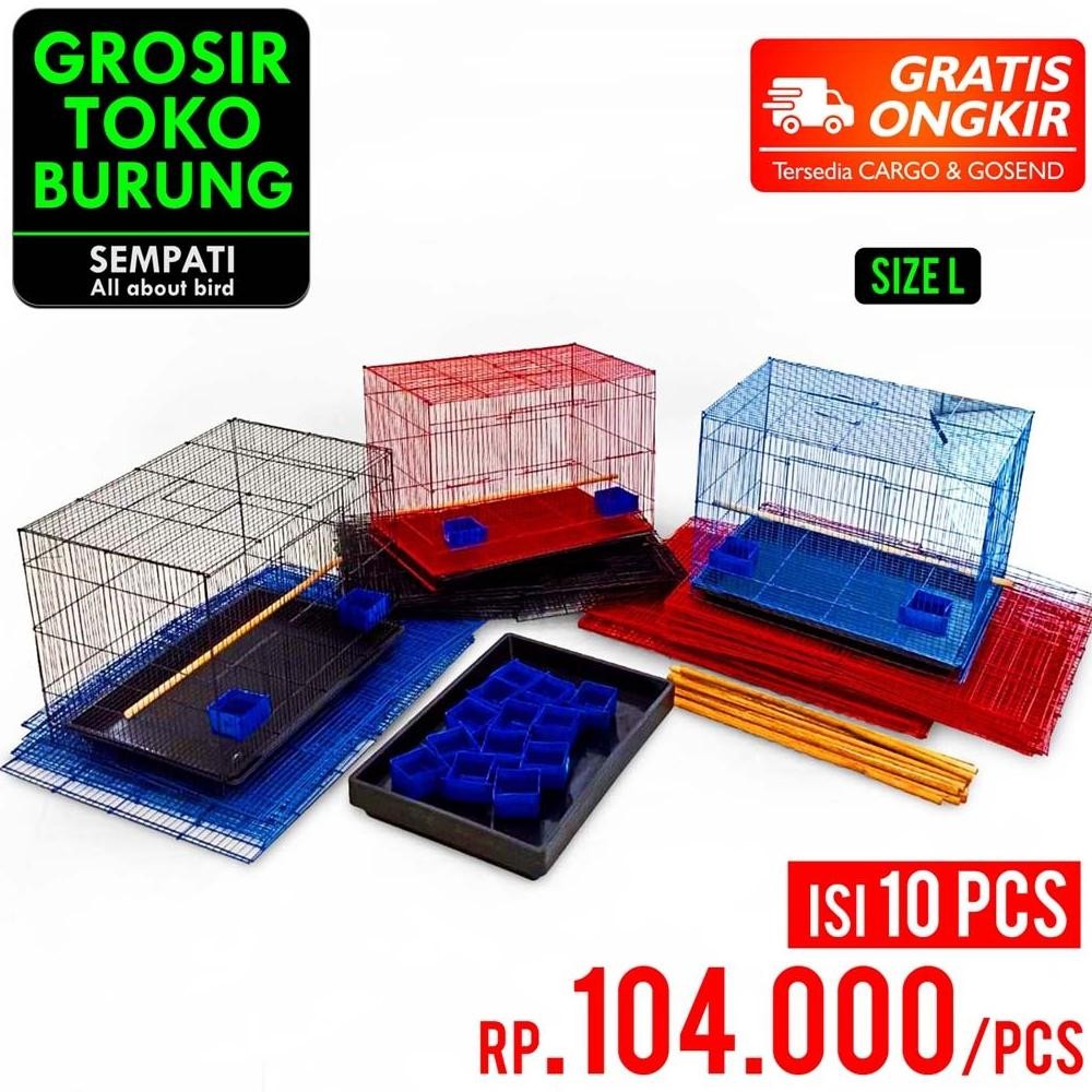 SEMPATI GROSIR Sangkar Kandang Umbaran Kucing Size Large L 60x40cm Ekonomis Isi 10 Pcs Fullset Free 