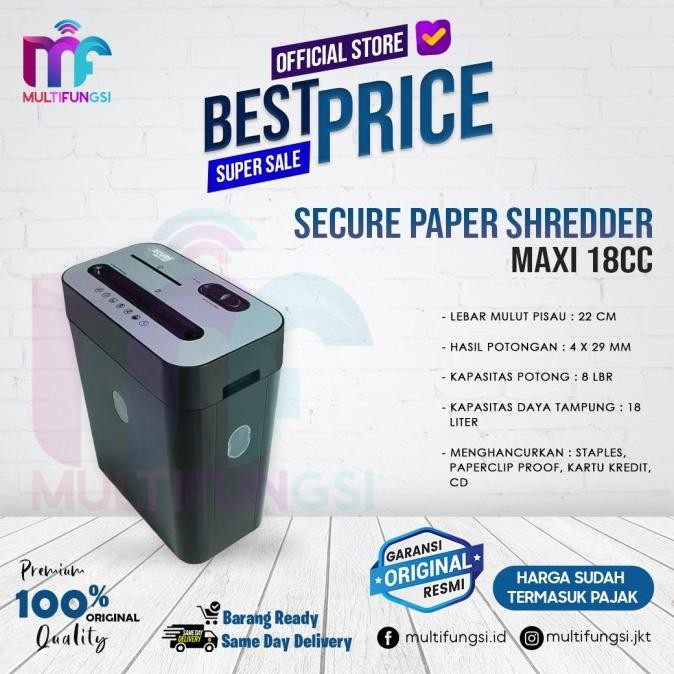 

Mesin Penghancur Kertas Secure Maxi 18 CC Paper Shredder