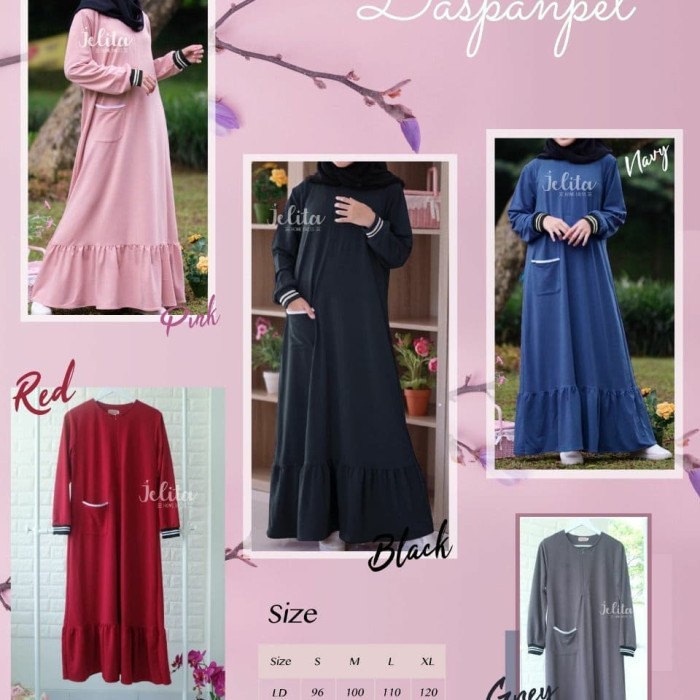 Baju Gamis / Dress Muslim Wanita Dewasa Baby Terry Jelita Halus Lembut - Abu-abu, S