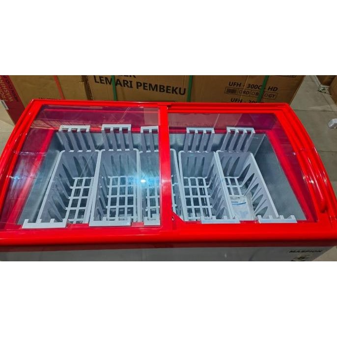 Dijamin Hemat | Maspion Ufh 300 C Chest Freezer Box 300 Liter Lemari Pembeku Sliding