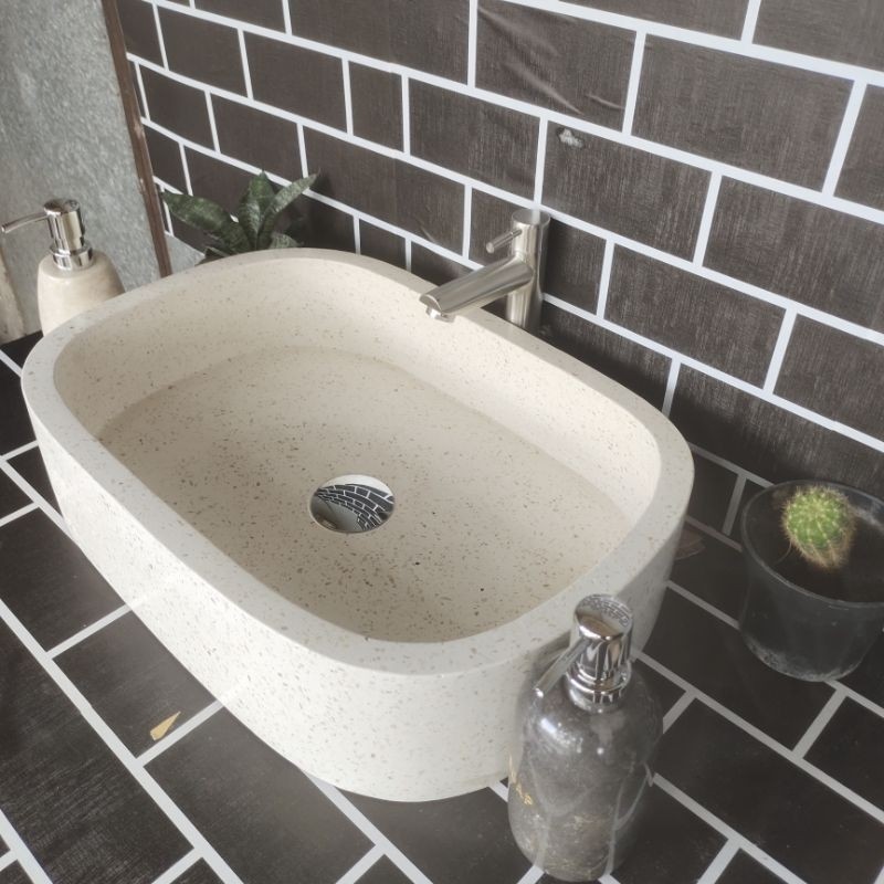 Wastafel Teraso Oval/Wastafel Kamar Mandi & Pedicure/Wastafel Cuci Tangan | Free Packing Kayu + Berg