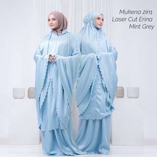 TERLARIS MUKENA 2IN1 PREMIUM LASER CUT ERINA - MINTGREY