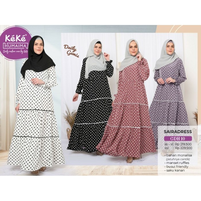 TERMURAH Kekesumut Baju Gamis Syari Muslimah Wanita Remaj a& Dewasa GDH 09 keke - Tanya via Chat, XL